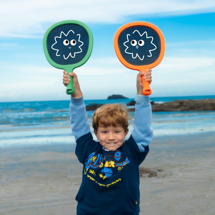 RORLAND Racquet Paddle Bouncy Ball Play Set – Indoor & Outdoor Family Games (4 Balls Included)