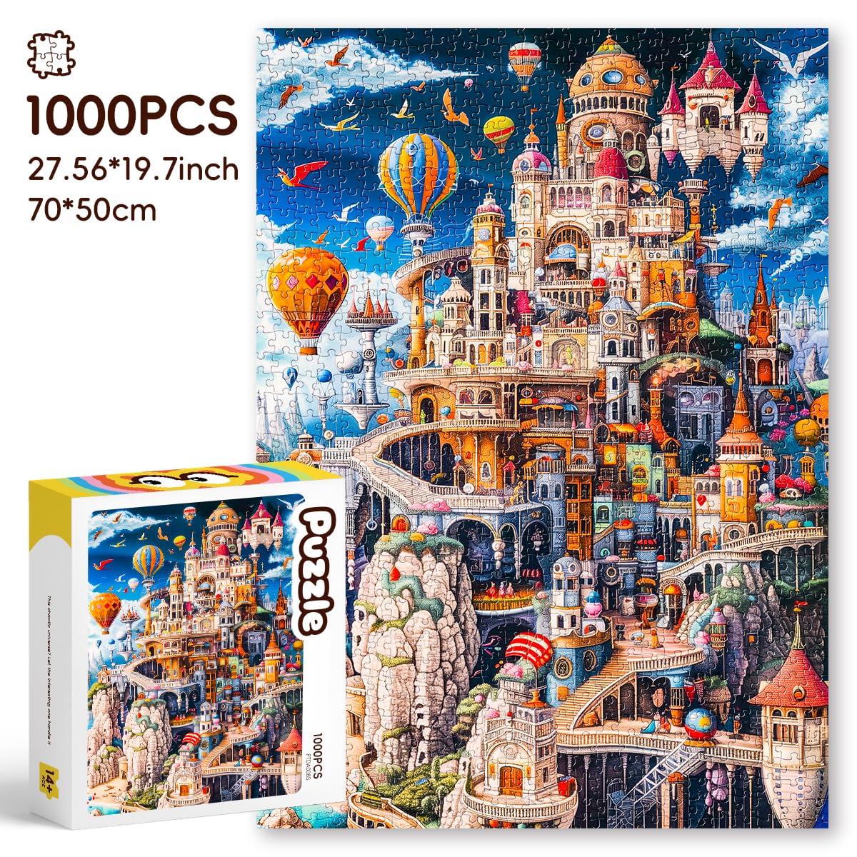ROSE RAIN Premium 1000-Piece Jigsaw Puzzle – Fantasy Castle & Cityscape for Adults