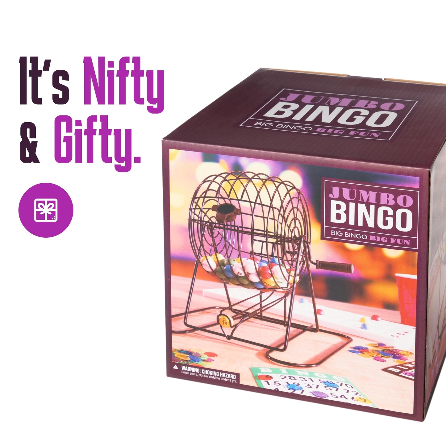 Royal Bingo Supplies Jumbo 12-Inch Tall Bingo Game Set – 75 Balls, XL Roller Cage & Board | 100 Cards, 500 Chips
