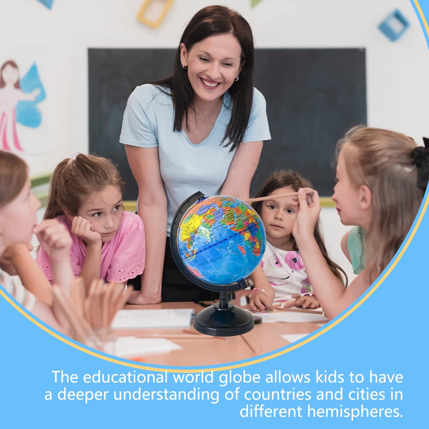 Rrshnsgv 6'' Geographic World Globe for Kids – Educational Rotating Globe with Stand
