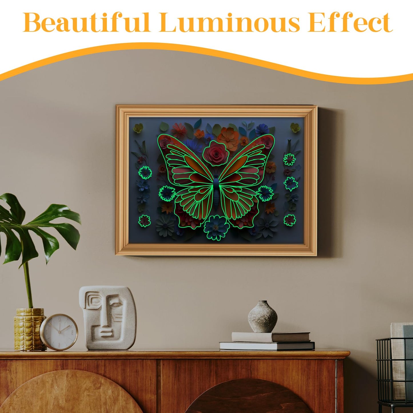 R RUCKERCO 1000-Piece Butterfly Noctilucous Puzzle – 27.5x19.6 in, 3D Wall Art