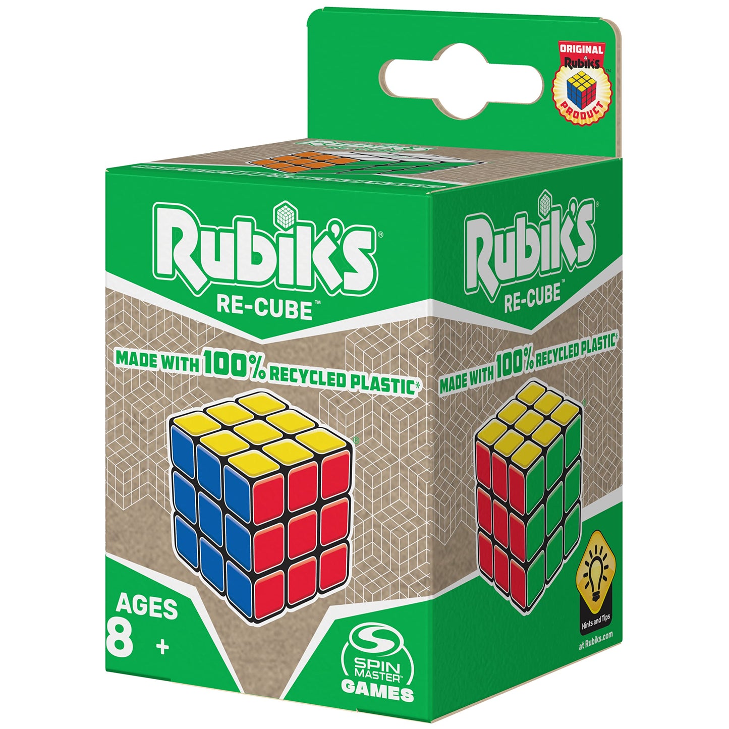 Rubik's Re-Cube 3x3 Puzzle – 100% Recycled Plastic, Sustainable Packaging
