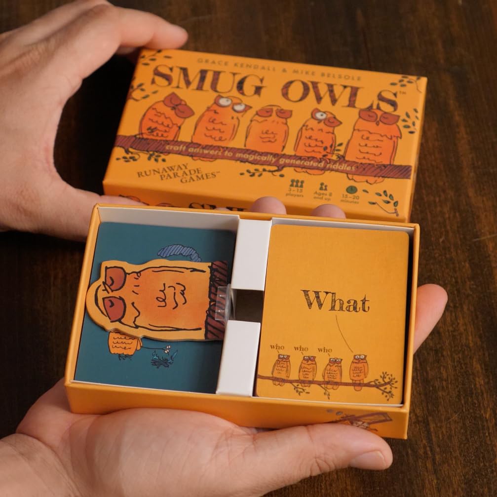 Runaway Parade Games Smug Owls Card Game – Award-Winning Hilarious Riddle-Solving Party Game for 3-15 Players