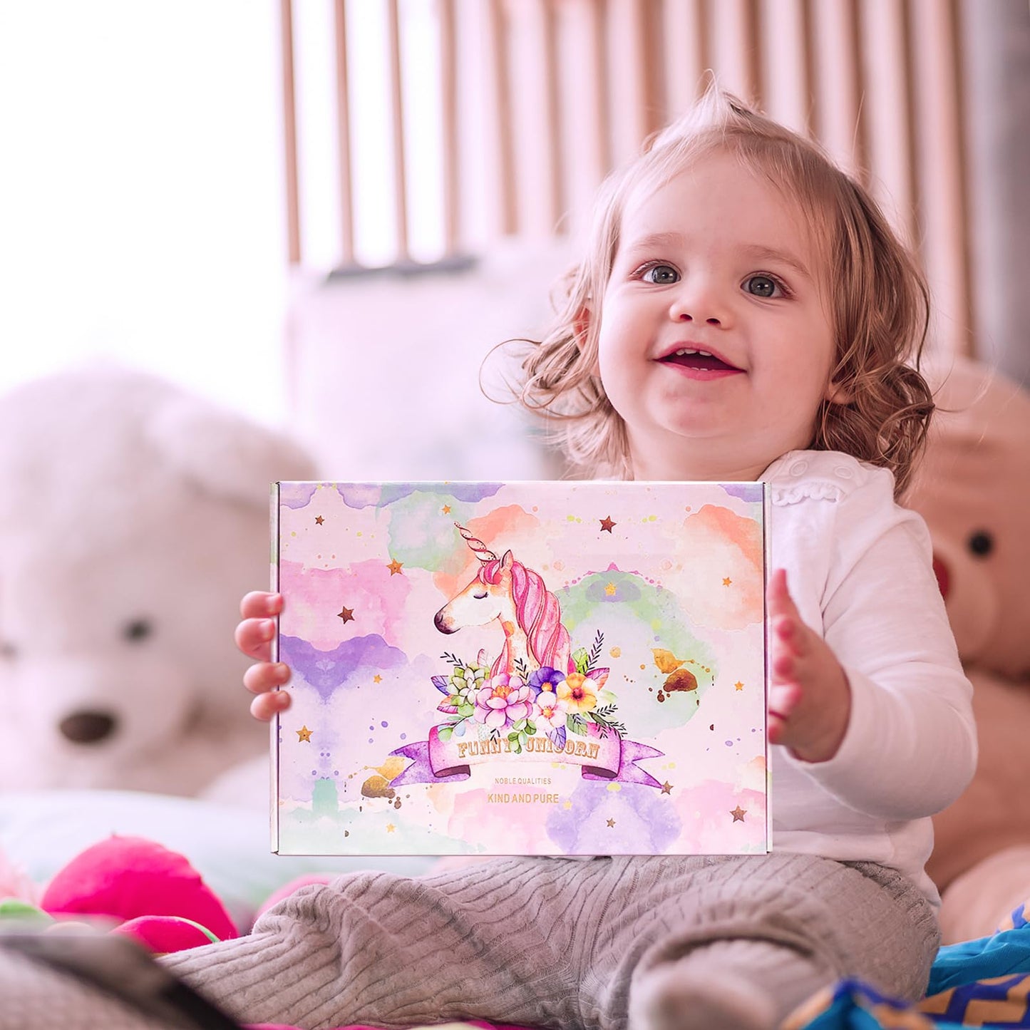 Runeaoys Unicorn Toys Gift Set for Girls 3-10 | Glow Blanket & Water Bottle
