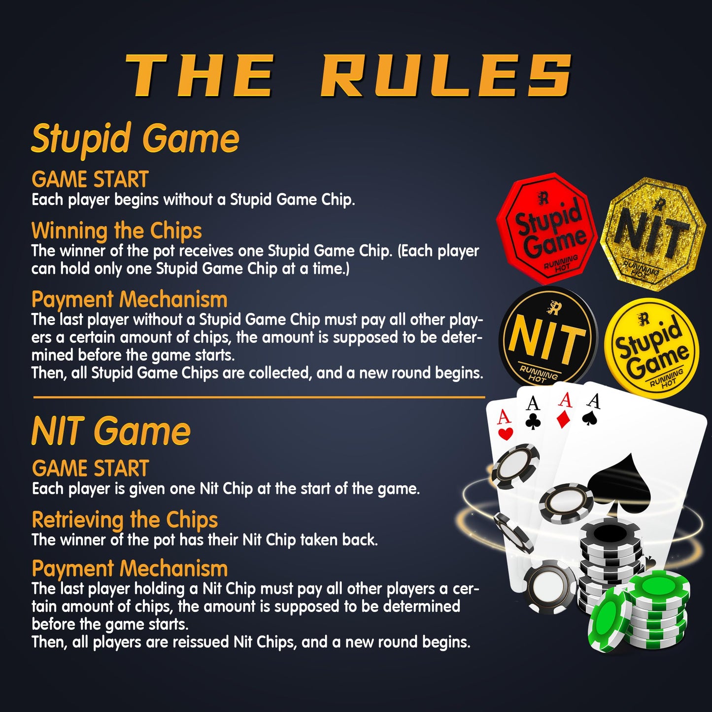 RUNNING HOT 10-Pc Nit Button Set for Texas Hold'em & Omaha – Stand-Up Poker (Octagon Gold)