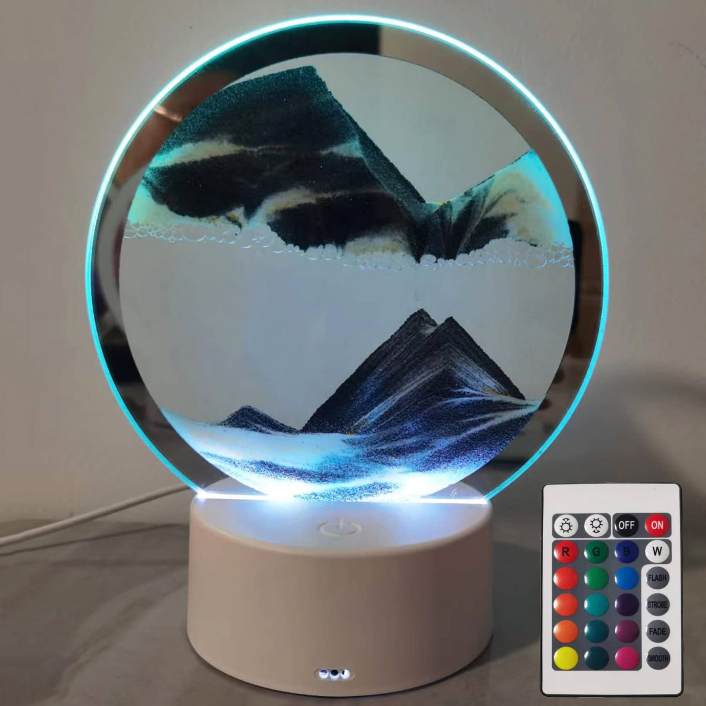 Rysnwsu Moving Sand Art Round Glass – 3D Deep Sea Sandscape, Desktop Motion Display