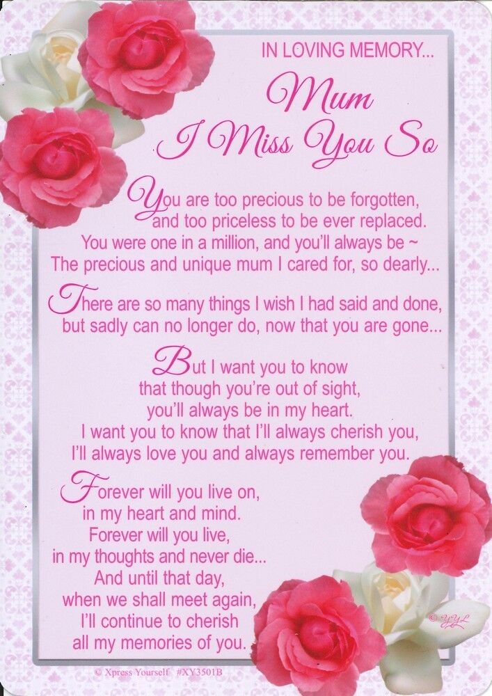 graveside card in loving memory mum i miiss you so