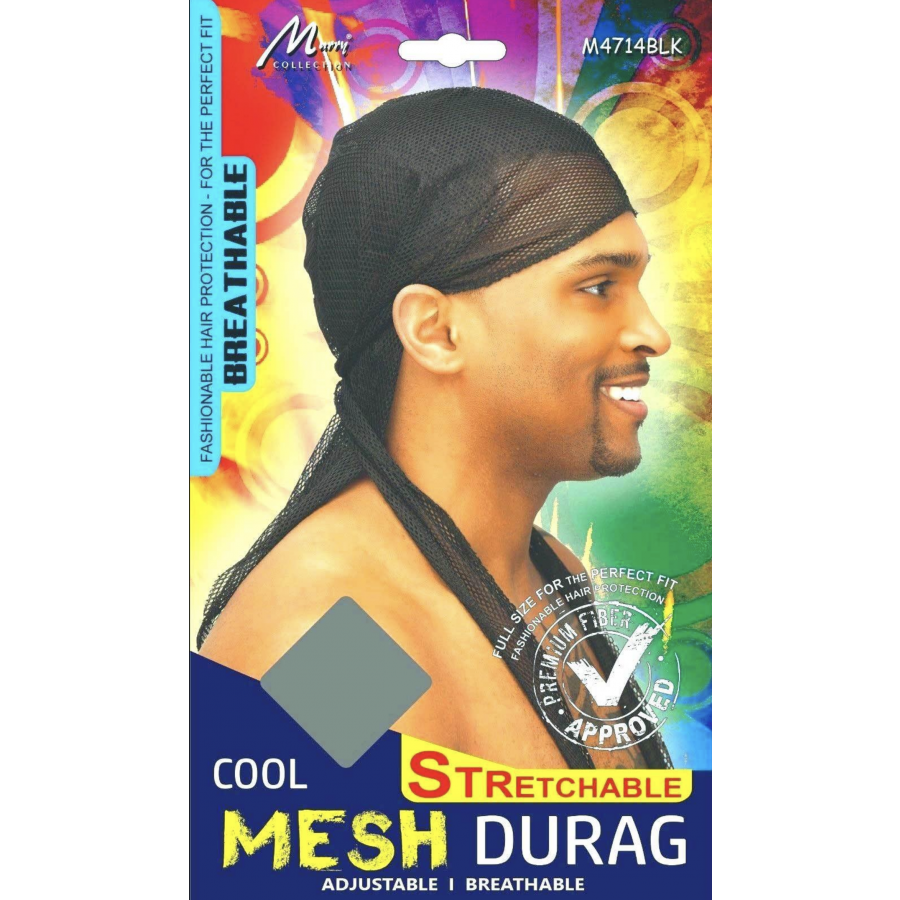 Murry Collection Stretchable Cool Mesh Durag – Superior Wave Compression & Hair Protection for Men & Women, Black