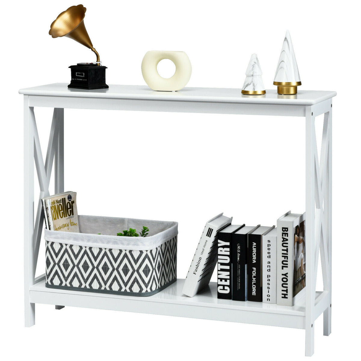 2 Tier Wooden Console Table-Black