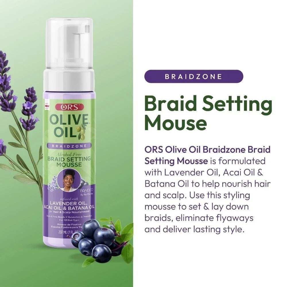 ORS Olive Oil Braidzone Alcohol-Free Braid Setting Mousse 207ml