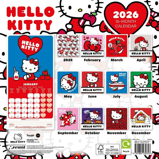 Hello Kitty Official "12 x 12" Square Wall Calendar 2026