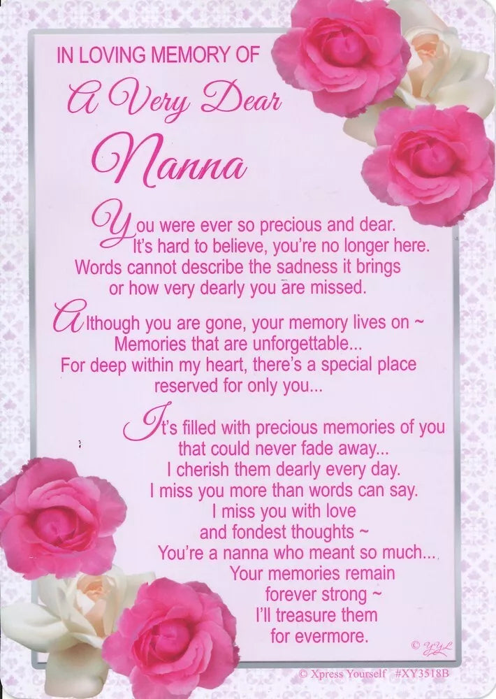 Grave Card LOVING MEMORY OF A VERY DEAR NANNA Sentimental Graveside MemorialđŸ’”