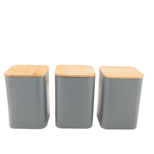 3Pcs Bread Bin with Canister Set - Grey