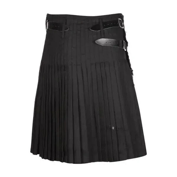 Scottish Solid Black Men's 8 Yard Tartan Kilt