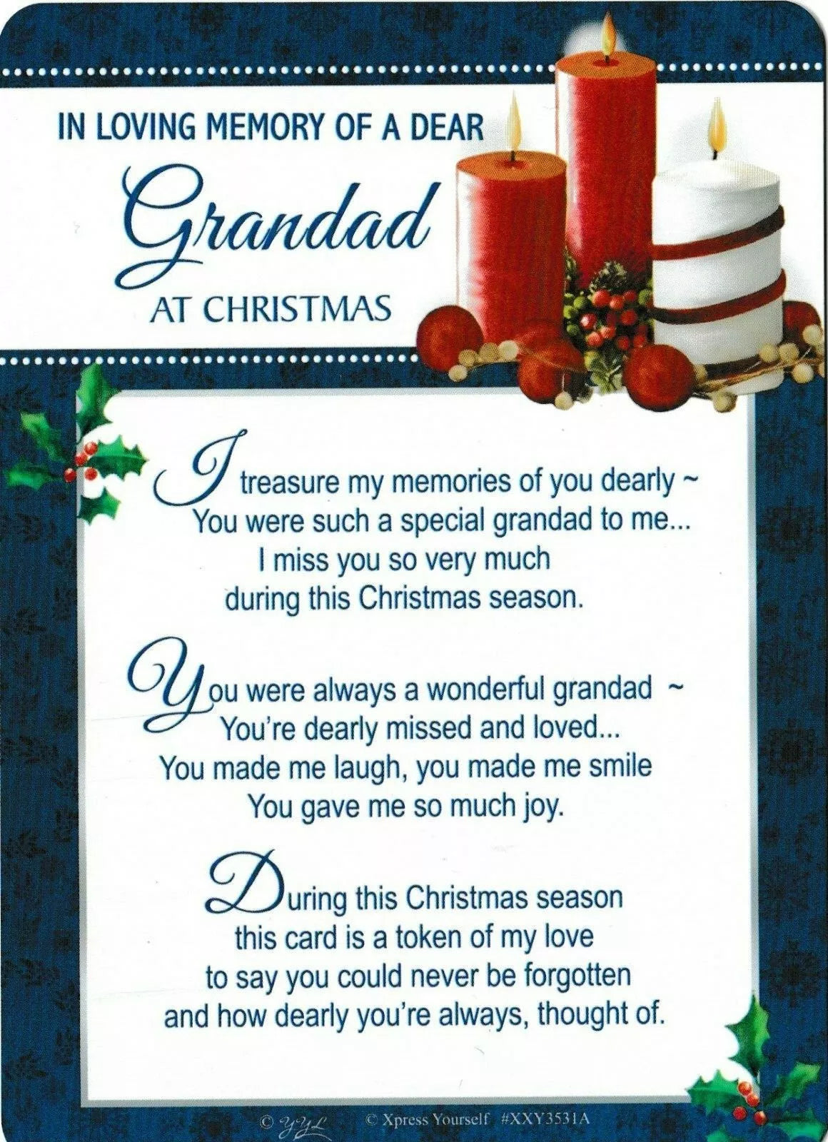 loving memory GRANDAD Christmas memorial grave graveside card memoriam + holder