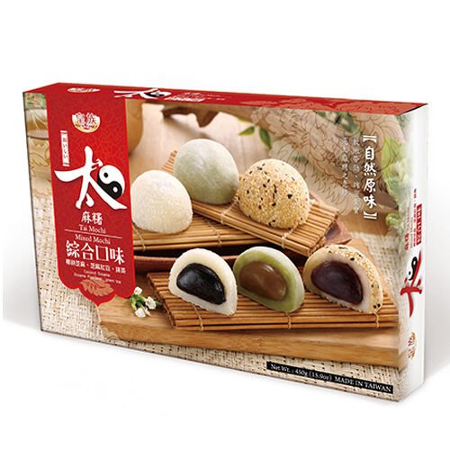 ROYAL FAMILY Tai Mochi Mixed Mochi (Coconut Sesame, Sesame Red Bean, Green Tea) 450g