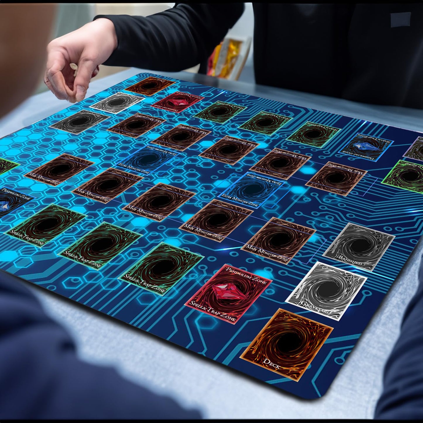 Sabermaster Card Rubber Mat – 60x60 cm, 2-Player Square Playmat for Gamers