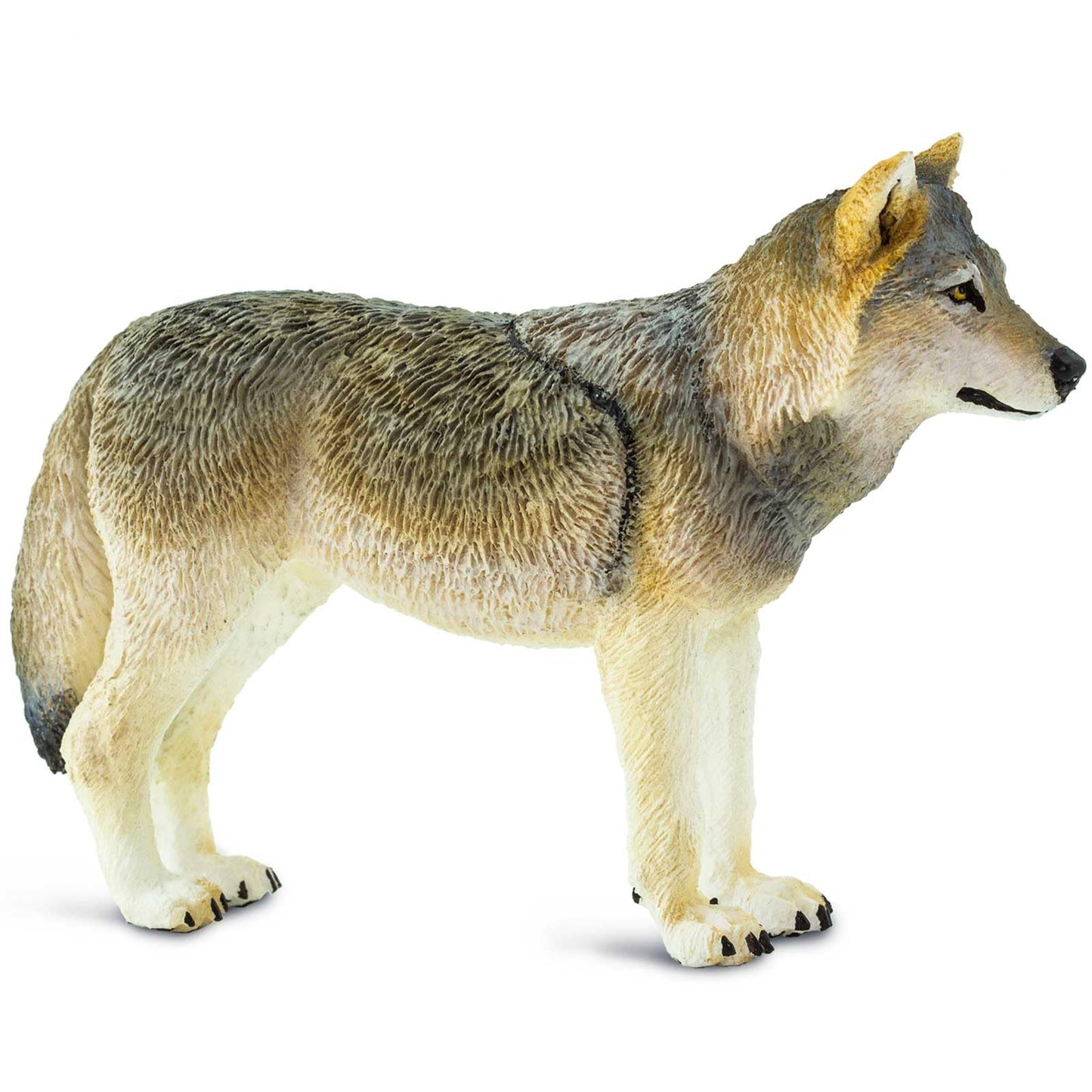 Safari Ltd. Gray Wolf Figurine - Realistic 4-inch Plastic Wolf Figure | Educational Toy for Kids 3+