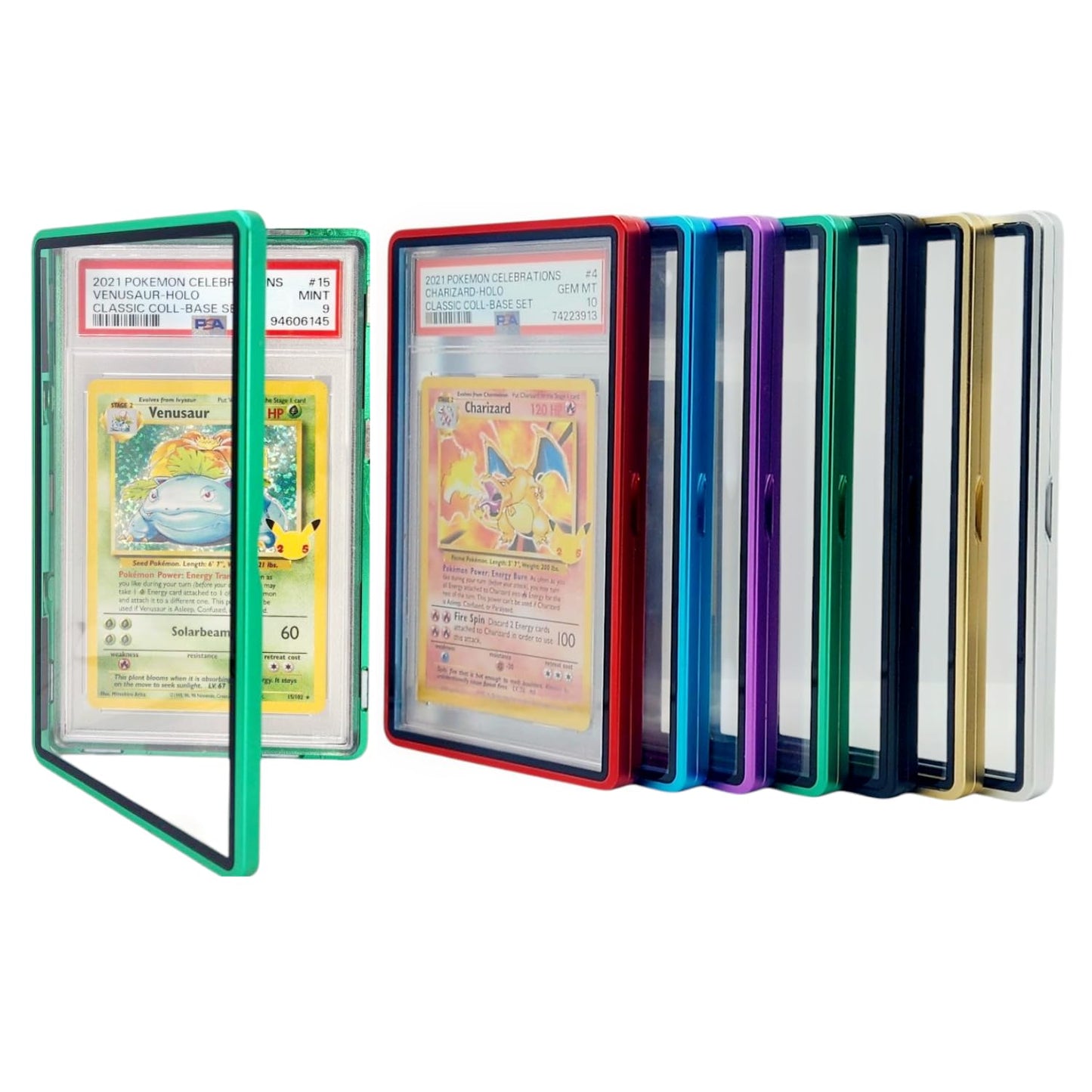 Safeguard TCG Metal PSA Slab Bumper Case - UV Resistant & Stackable (Green)