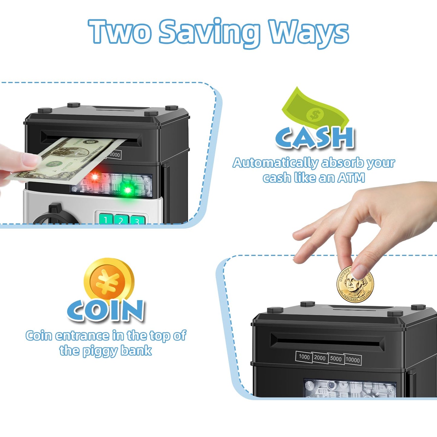 Saidrip Piggy Bank for Kids — Electronic Money Saving Box (Ages 6-13)