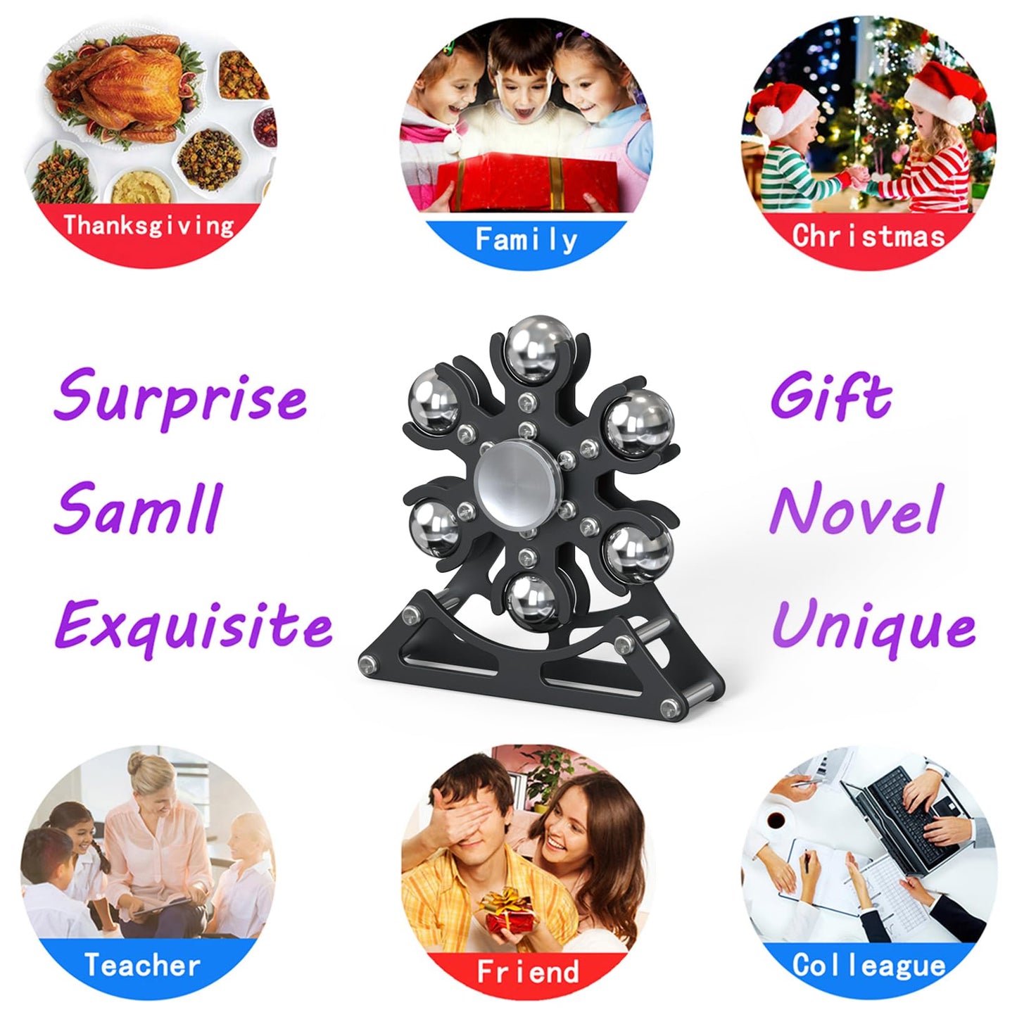 Samisoler Desk Ferris Wheels Spinner — 4-Min Kinetic Metal Fidget Toy for Focus & Portable Fun