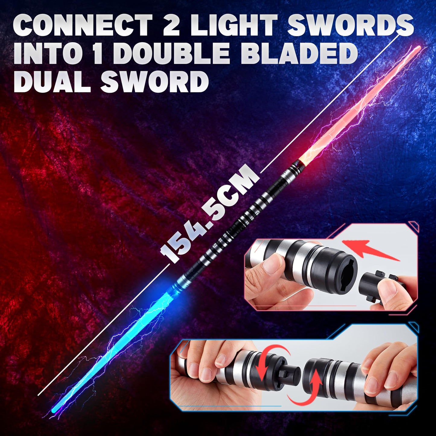 SANCO Light Up Sabers Set for Kids – 4 Pack, 7 Colors, FX Sound, Glasses & Wristbands