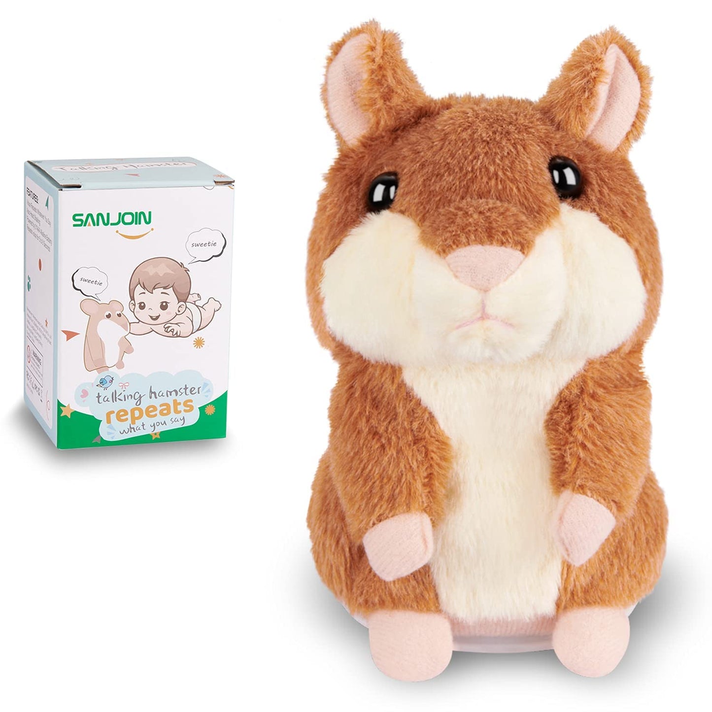 SANJOIN Talking Hamster Plush Toy for Kids — Repeats Your Voice | Interactive 6.5 in Brown Plush