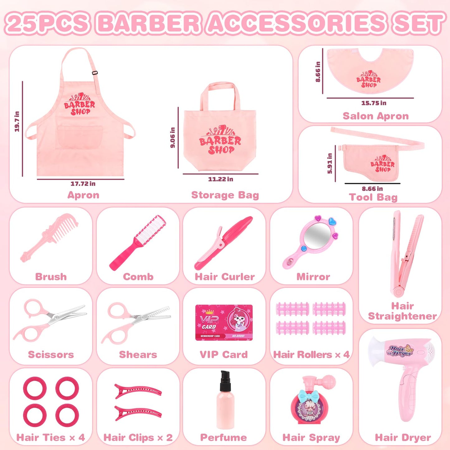 Sanlebi Hair Salon Toys – 25-Piece Pretend Play Set for Girls 3-6