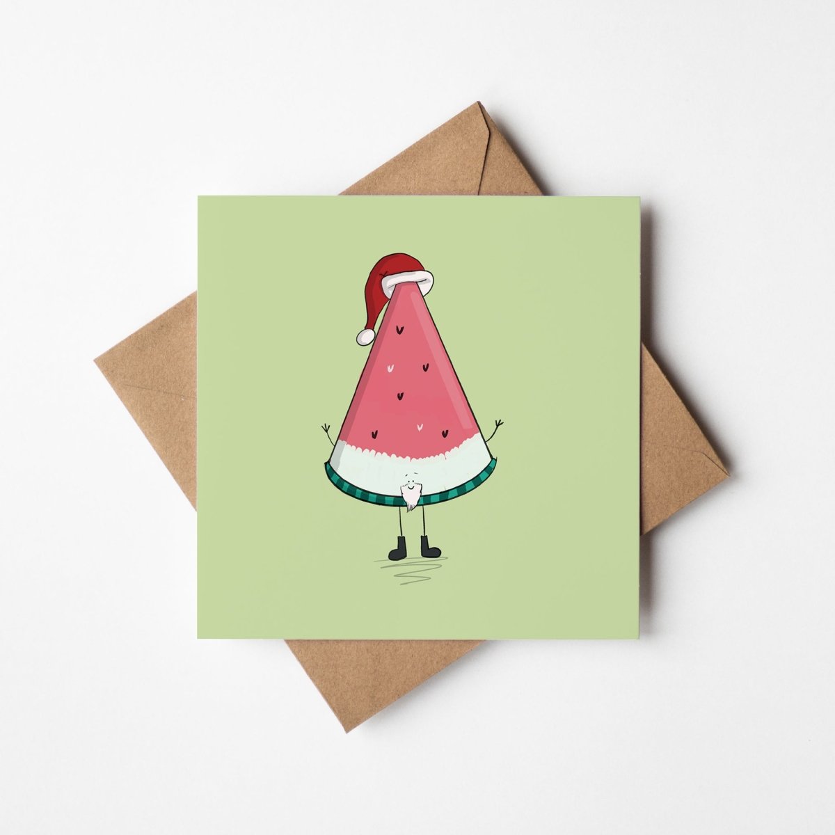 Santa Watermelon Slice Christmas Card