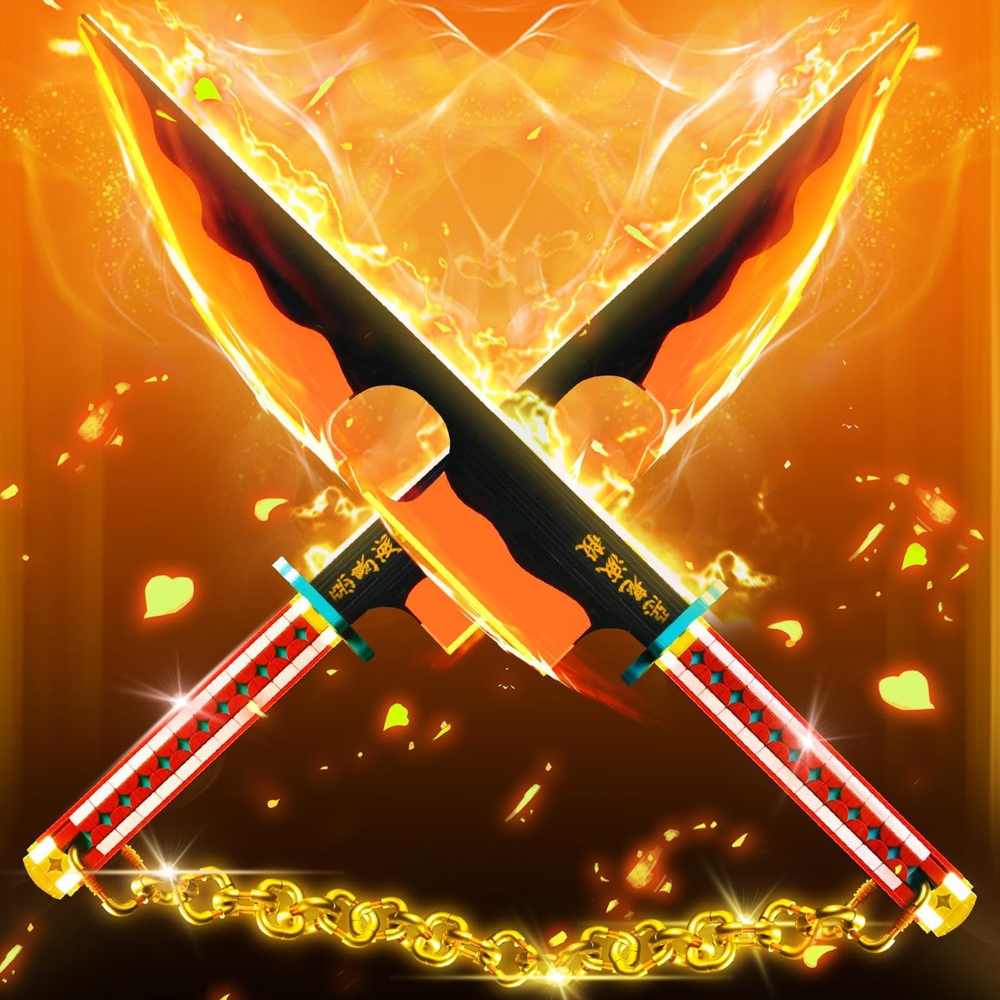 SATHIBI 82.6in Demon Swords Building Set – Tengen Uzui Katana with Stand, 1478 PCS