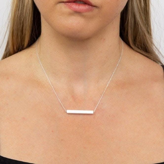 Satin Finish Horizontal Engravable Bar Necklace N4426