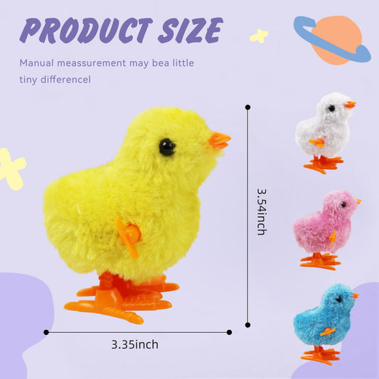 SAURAWAN 2-Pcs Chicken Plush Wind-Up Toys for Kids and Toddlers | Soft Jumping Chick Easter Gift