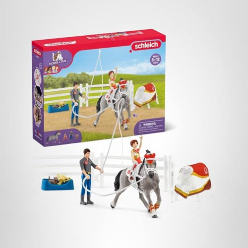 Schleich HORSE CLUB Mia's Vaulting Set – 18-Piece Horse Play Set for Kids 5-12