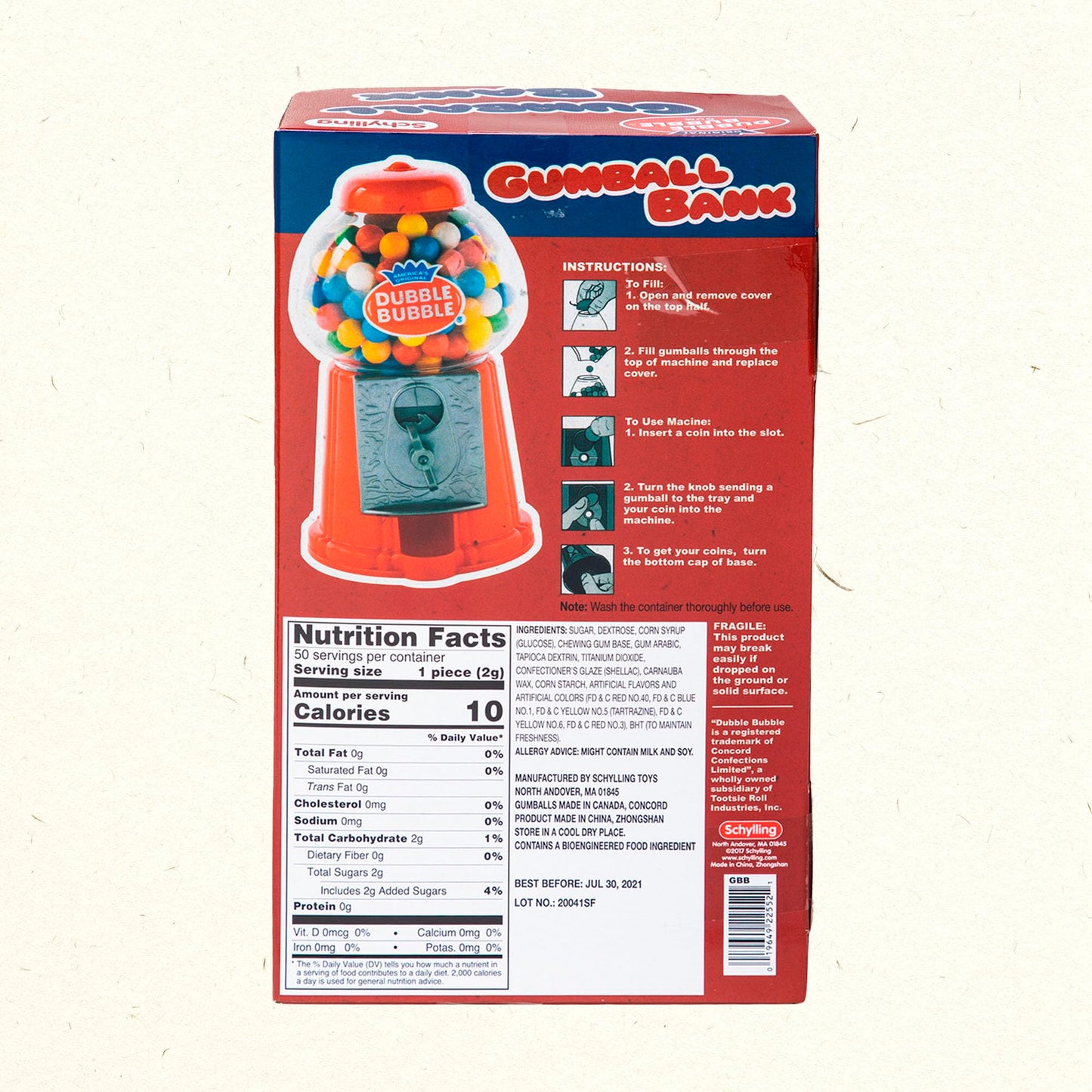 Schylling Classic Retro Gumball Coin Bank – 8.5-inch Tall with 50+ Dubble Bubble Gumballs | Ages 3+