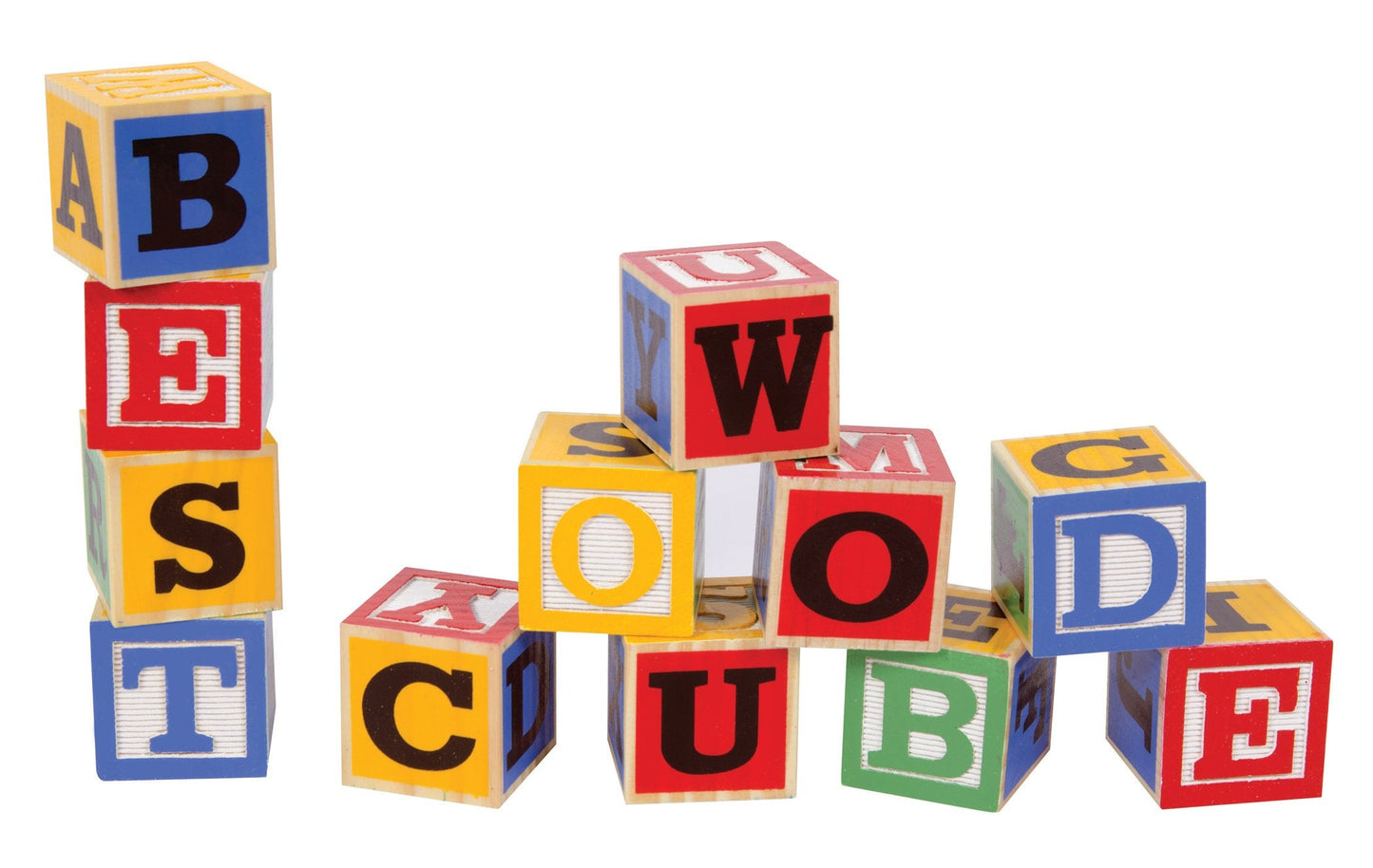 Schylling Large ABC Wood Blocks – 48-Piece Alphabet Block Set for Early Learning