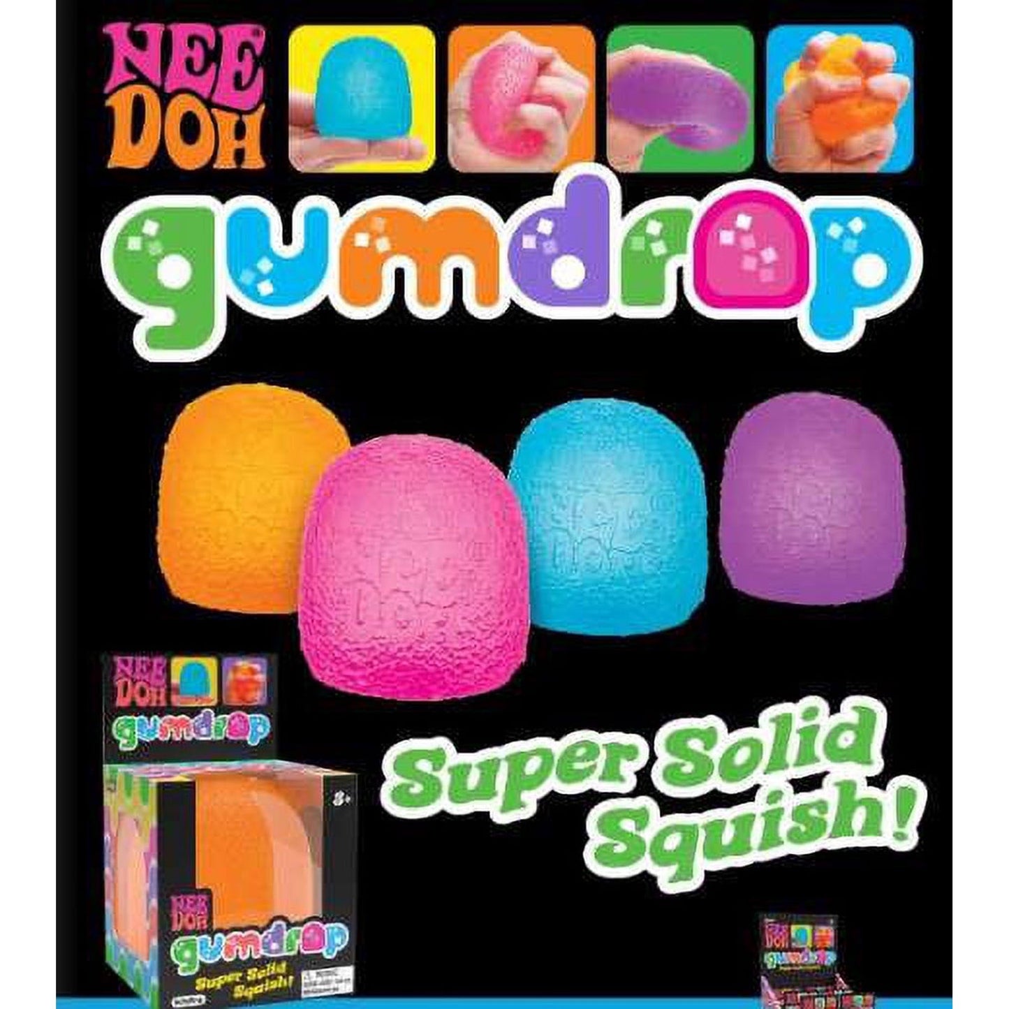 Schylling NeeDoh Gumdrop Textured Sensory Fidget Toy 3 Pack – Neon Colors May Vary