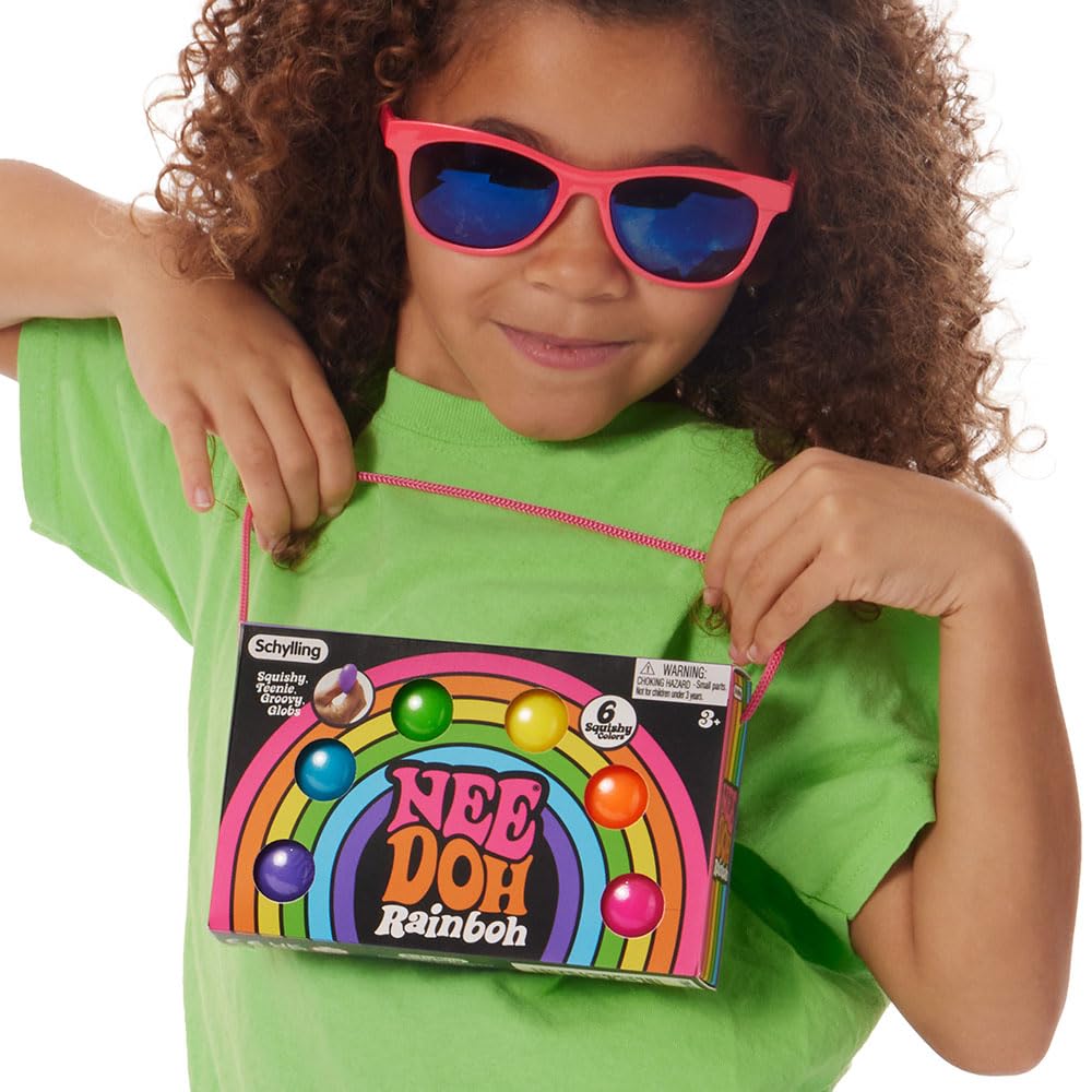 Schylling NeeDoh Rainboh Teenie – 6-Pack Sensory Squeeze Toys, 1.5in Wide, Multicolored
