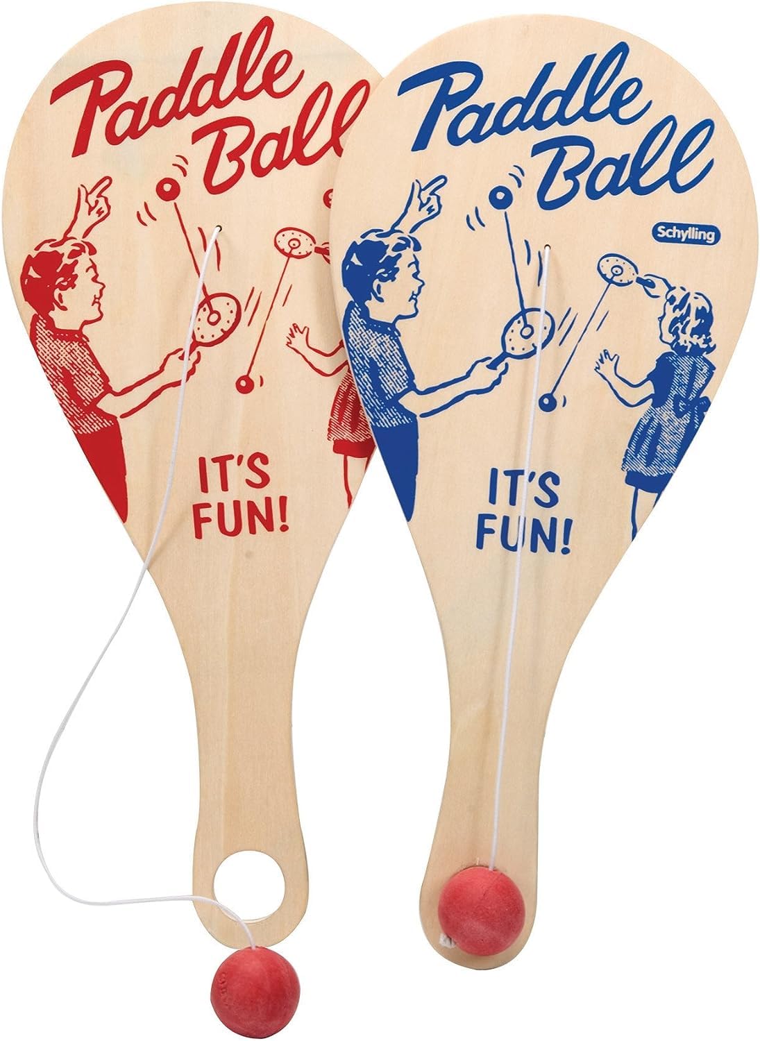 Schylling Paddle Ball – Classic Wood Paddle Game for Ages 5 and Up