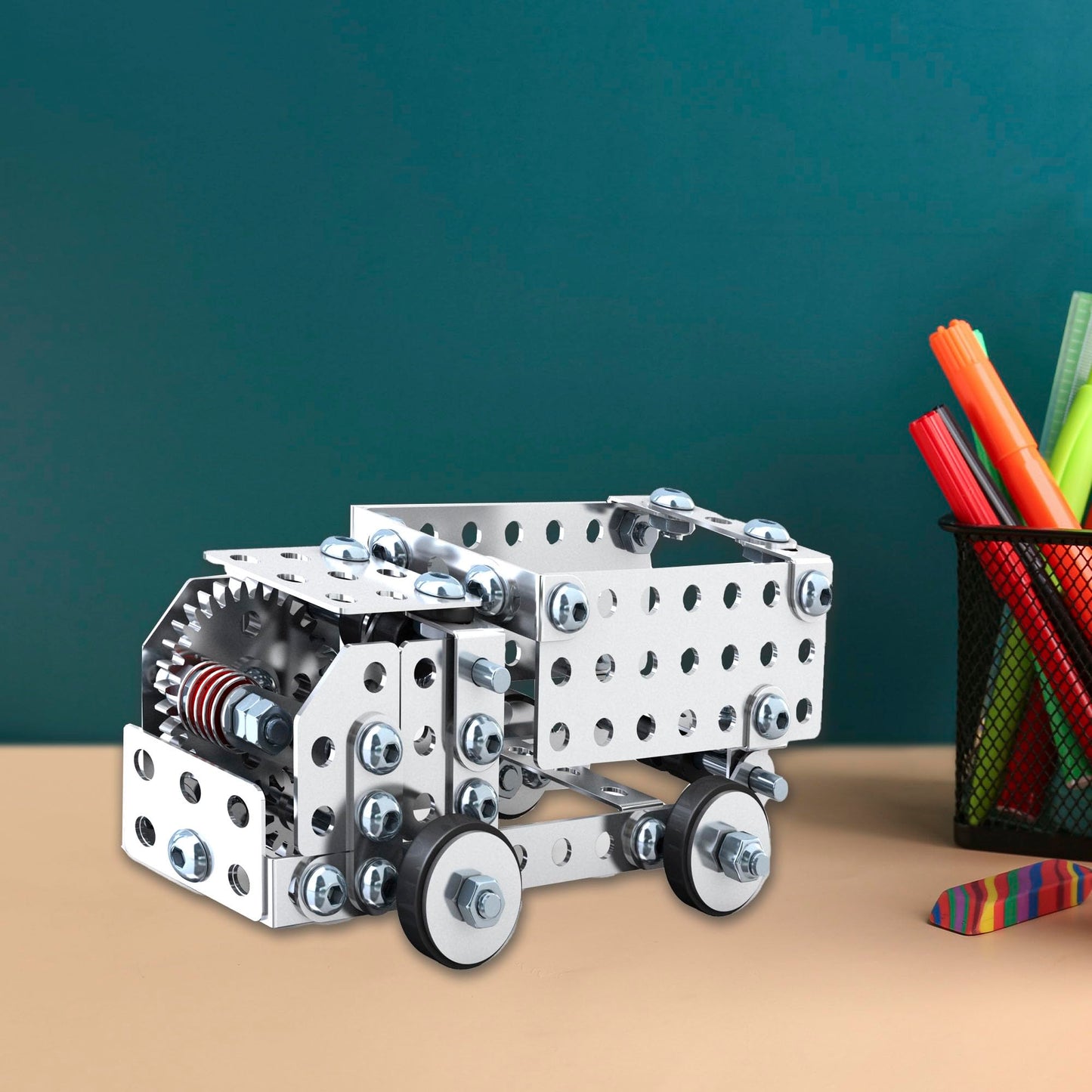 Schylling Steel Works Mechanical Multi-Model Set – 300 Pieces, 10 Models, Ages 8+
