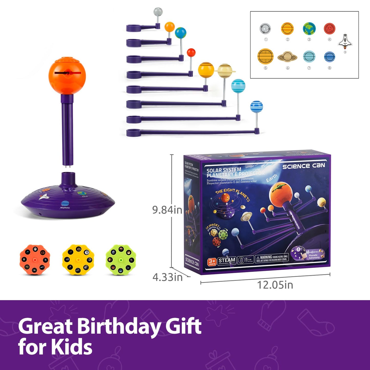 Science Can Solar System for Kids – Talking Planetarium Projector with 8 Planets