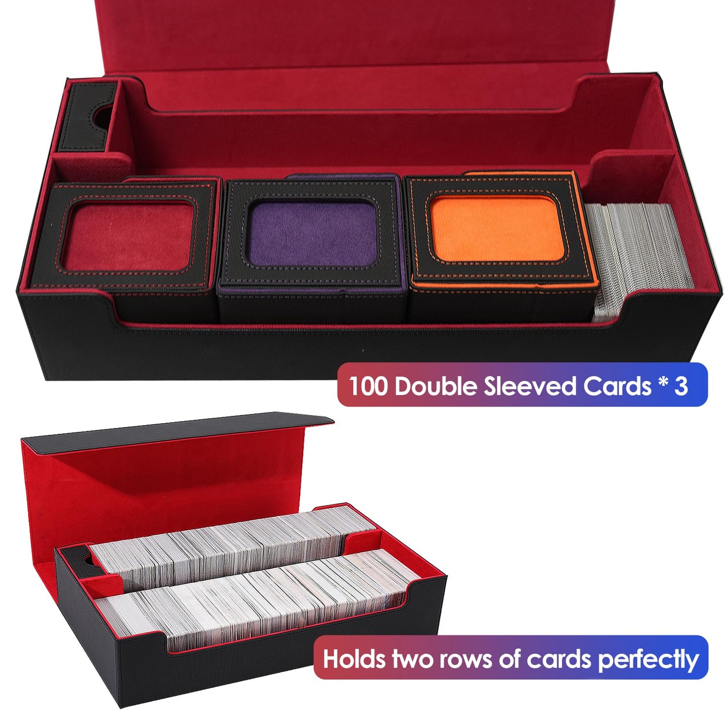 Scimi XXL Trading Card Storage Case – Holds 1800+ Sleeved Cards, Magnetic Closure (Black & Red)