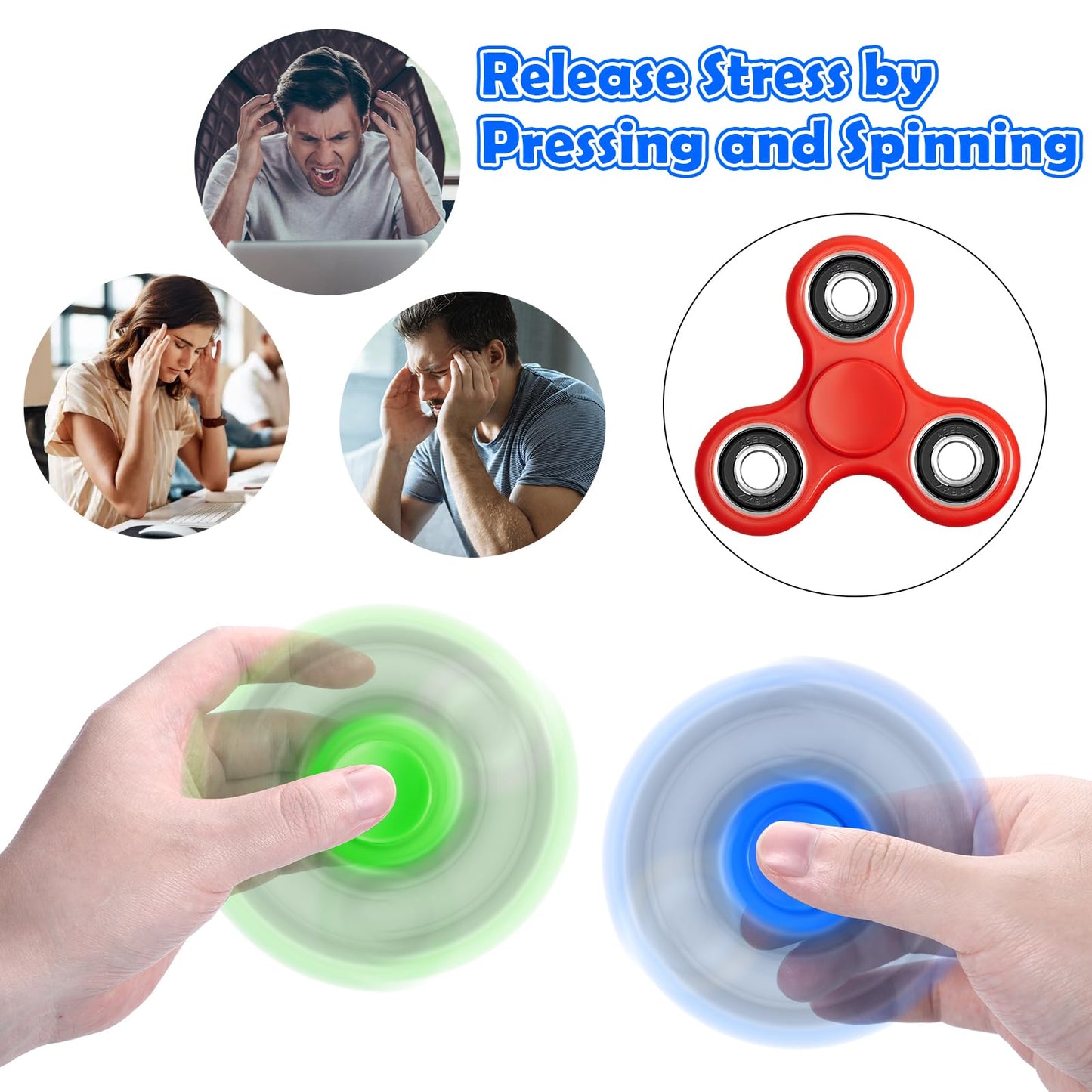 SCIONE Fidget Spinners 5 Pack | Sensory Stress Relief Toys for All Ages
