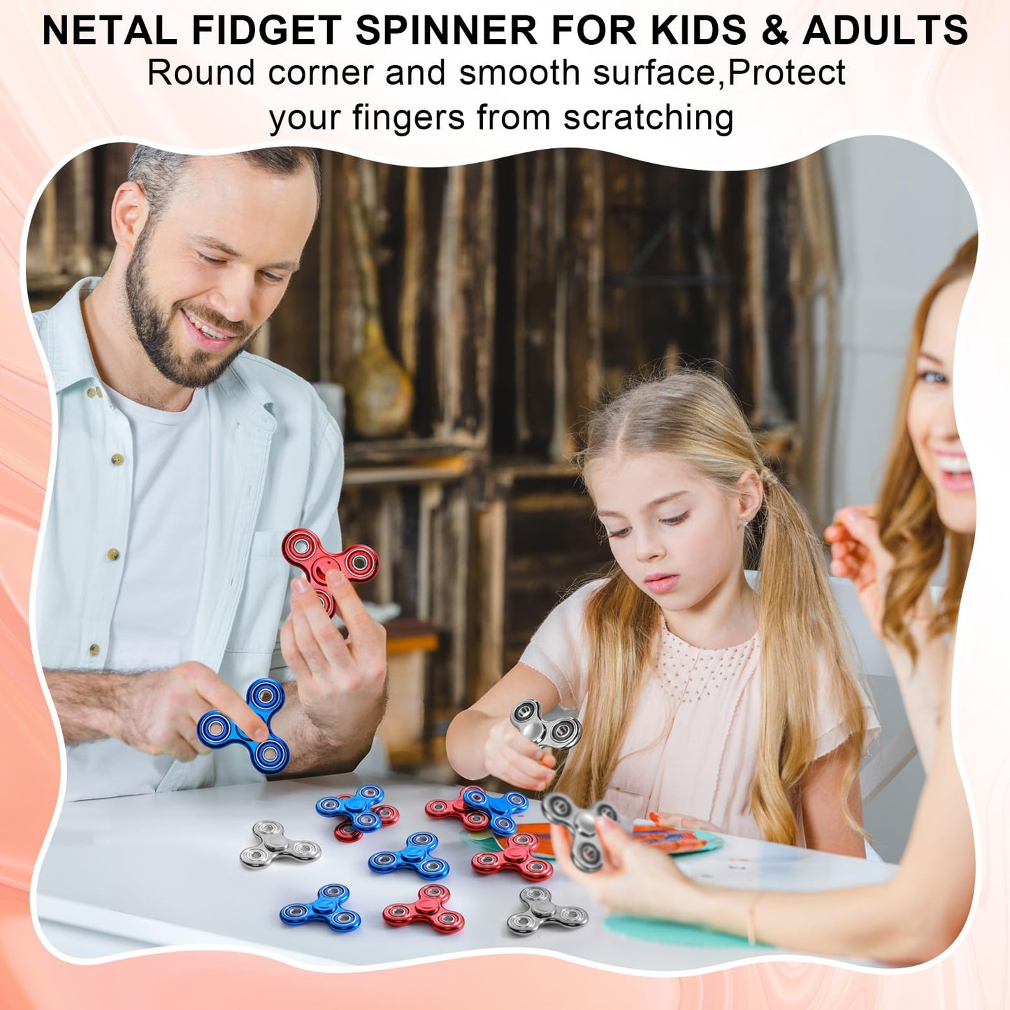 SCIONE Valentines Day Gift – 3-Pack Fidget Spinners for Kids | Focus & Relaxation