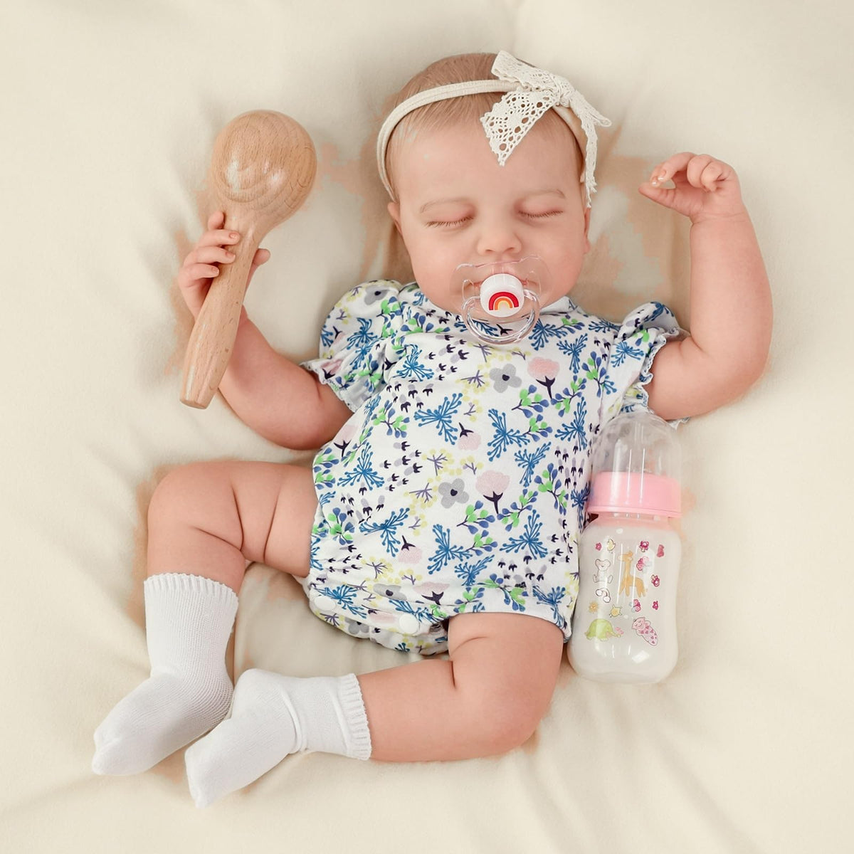 SCOM 20-Inch Reborn Doll - Lifelike Vinyl Baby Girl with 7-Piece Gift Set
