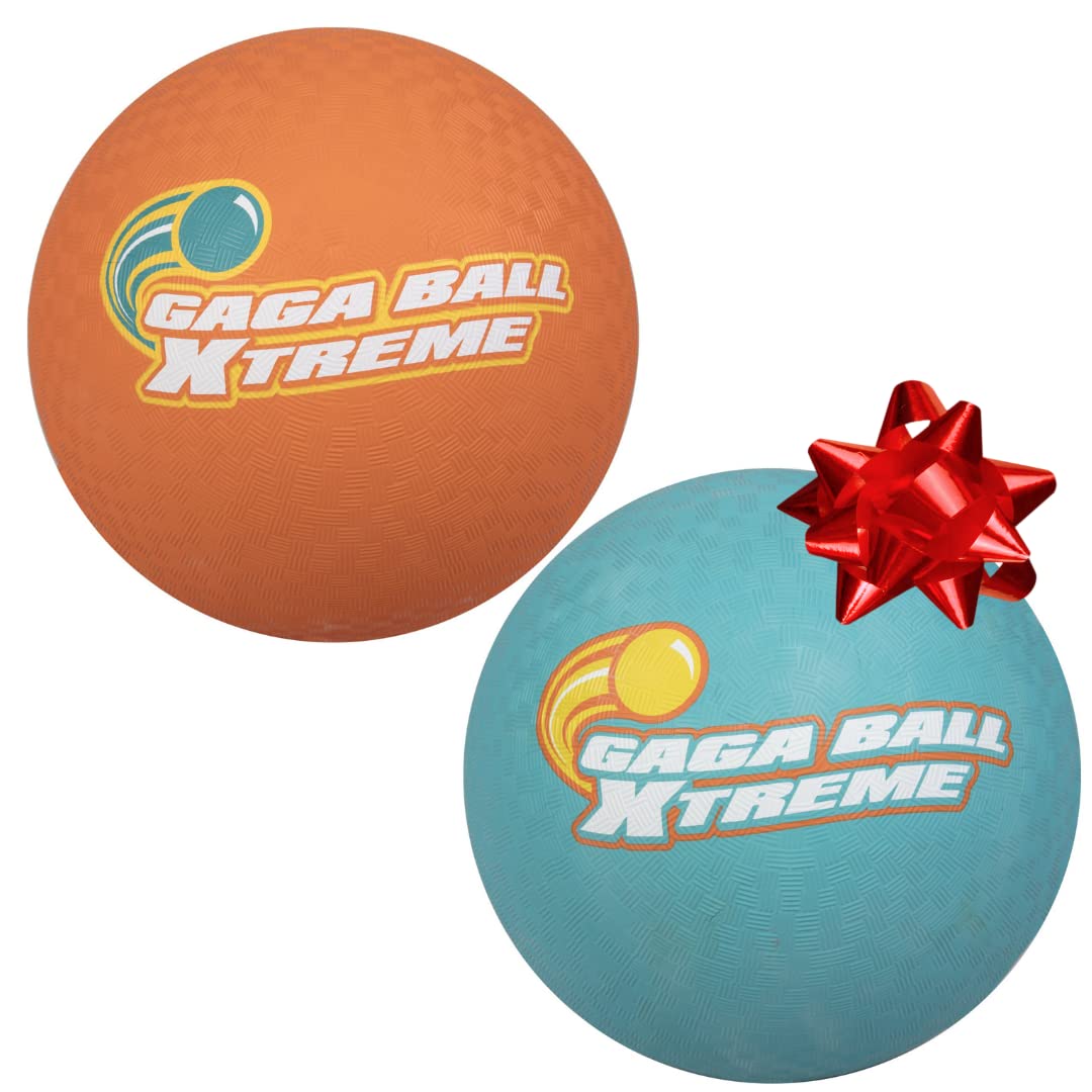 SCS Direct Gaga Ball 8.5 Inch Playground Balls (2 Pack) with Air Pump – Durable Rubber for Dodgeball & More