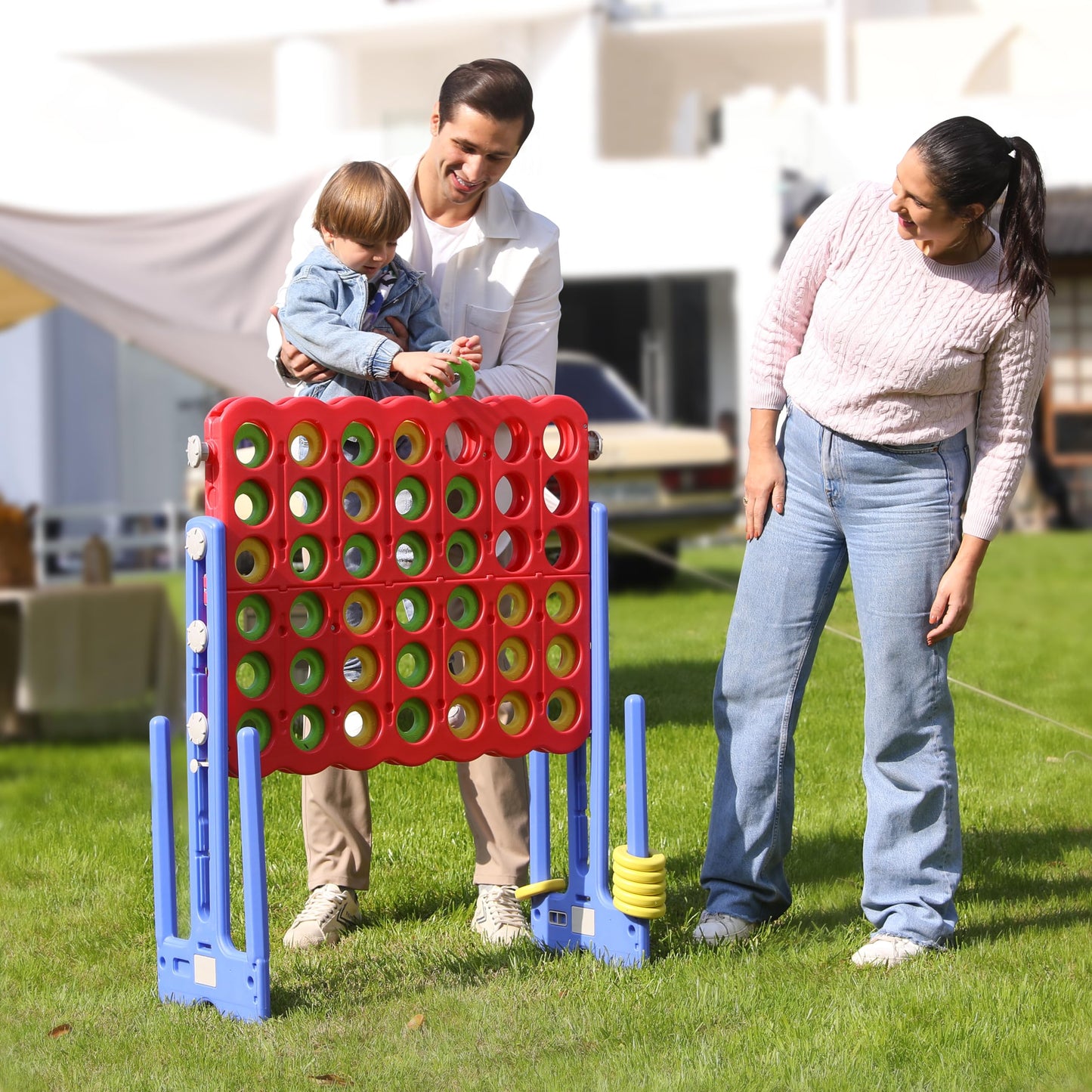 SDADI Jumbo 4-in-a-Row Game — Adjustable Height Giant Connect Game for Indoor & Outdoor Fun