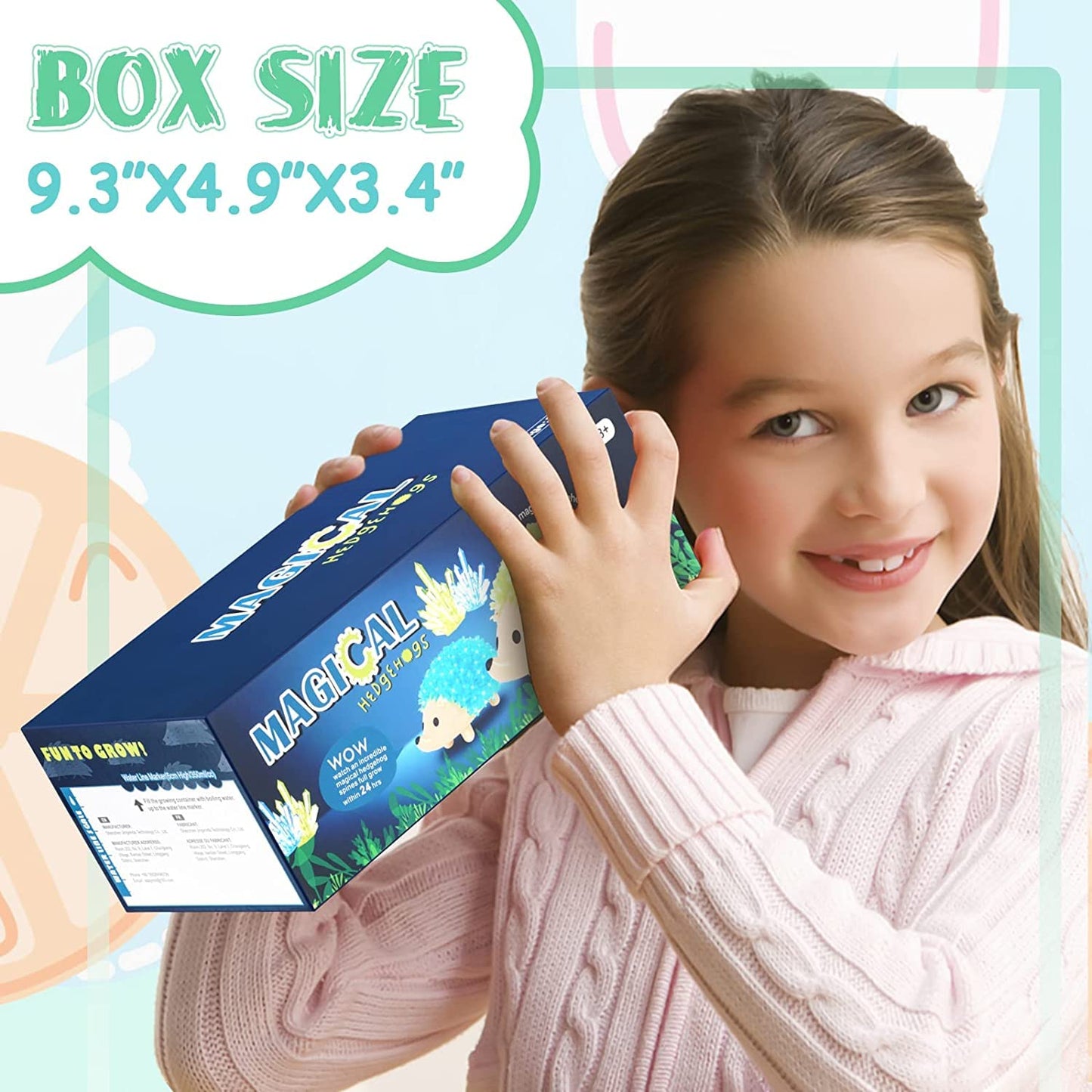 Sdaymol Crystal Growing Kit for Kids – Hedgehog Crystals in Blue & Green (24H)