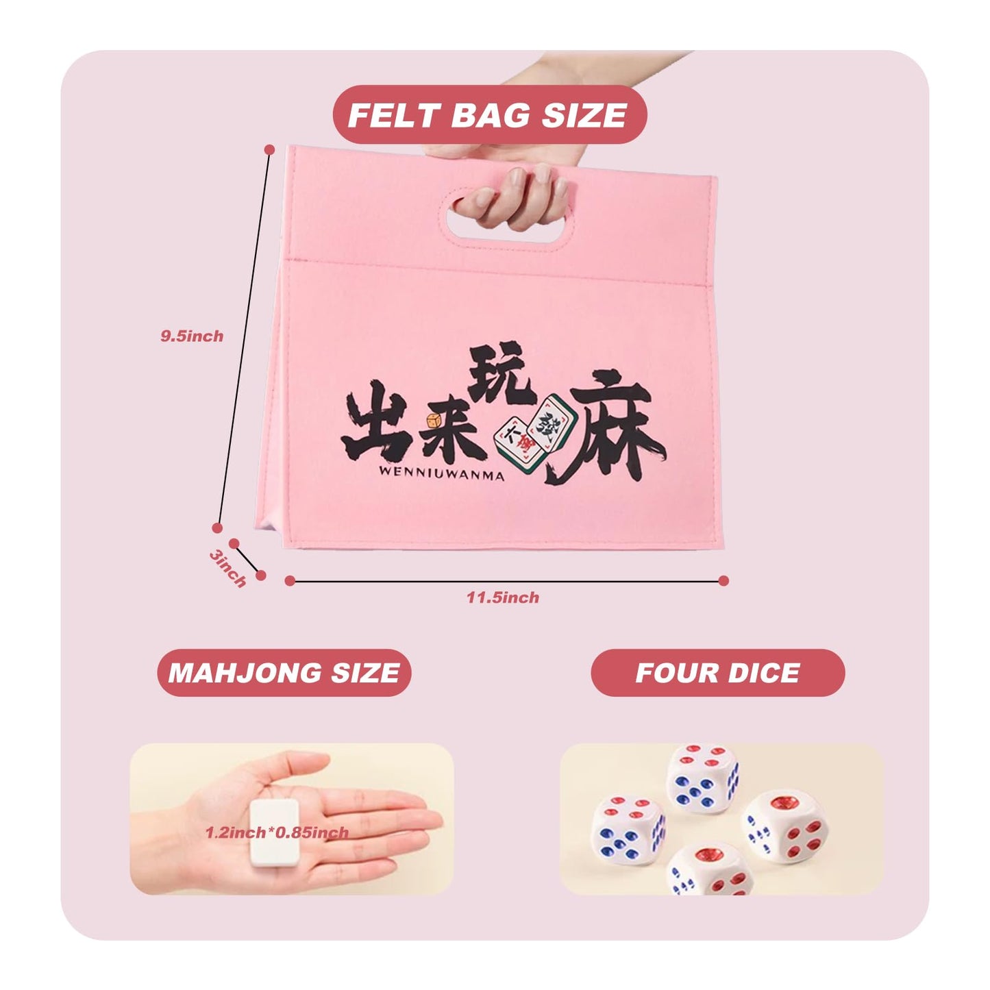 SEAMEW Mahjong Set - 146 Tiles Green & White 30mm - Traditional Chinese