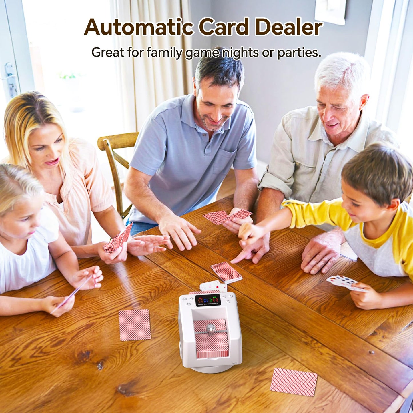 Seektain Automatic Card Dealer: Rechargeable Card Distributor for Poker – 180°/360° Rotation, Quiet White