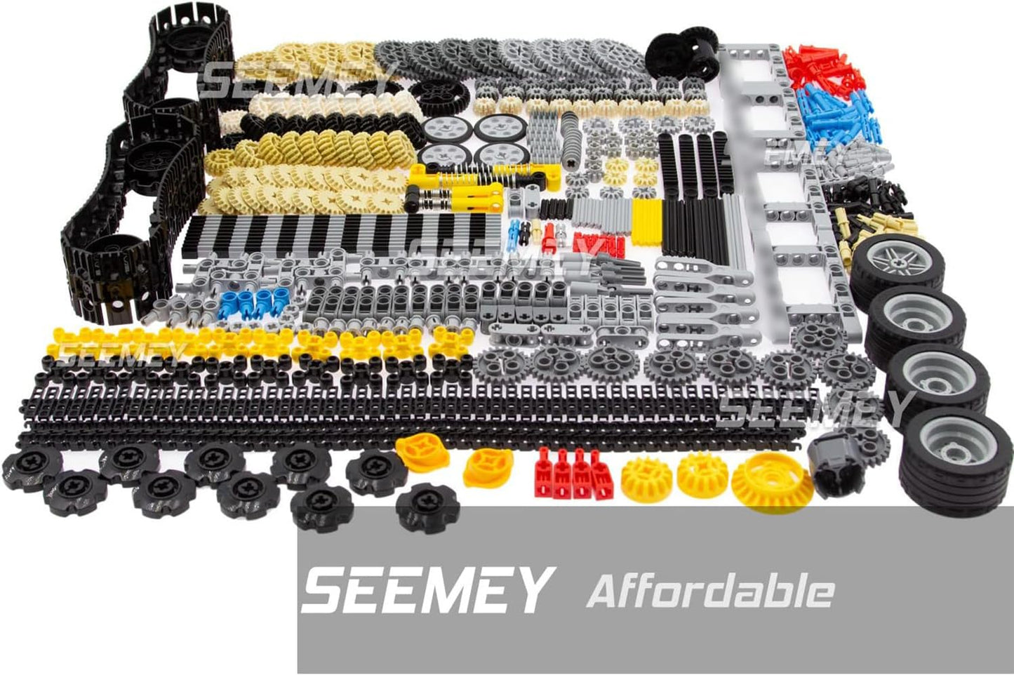 SEEMEY 844Pcs Pins-Gears-Axles Set — Compatible with Main Brands, STEM & MOC Upgrades